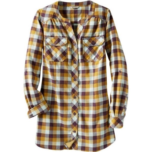 Duluth Trading Co Plaid Button Down Shirt - Yellow and Brown - Picture 1 of 8
